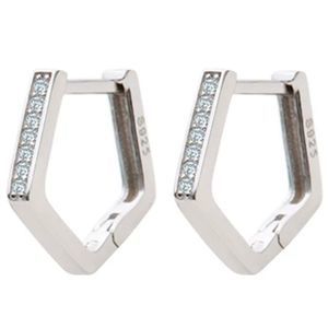 925 Sterling Silver Diamond Hoop Pierced Earrings CLOSEOUT